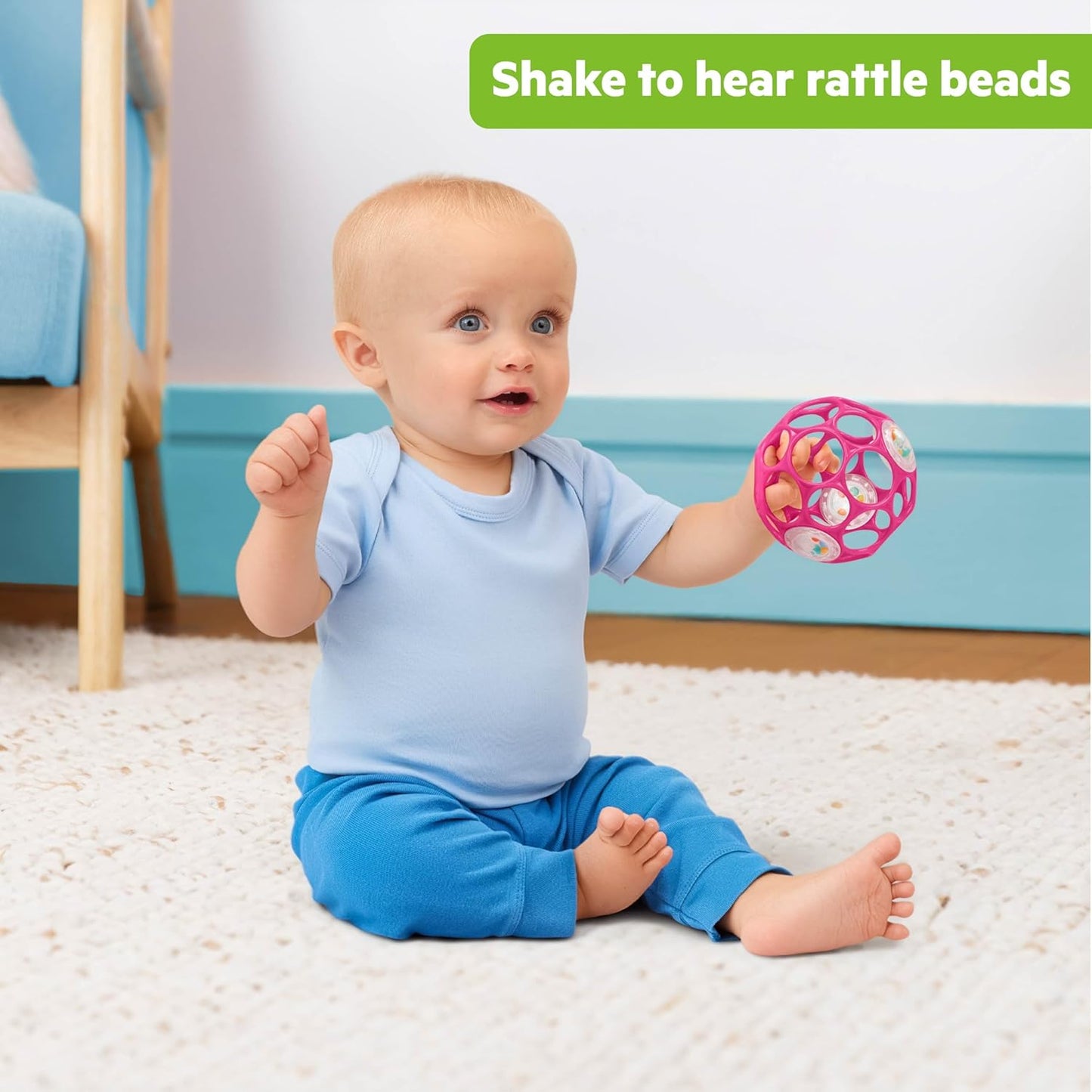 Bright Starts Oball Musical Toy, Jingle & Shake Pal, BPA-Free Easy-Grasp Baby Rattle Toy, Ages Newborn+