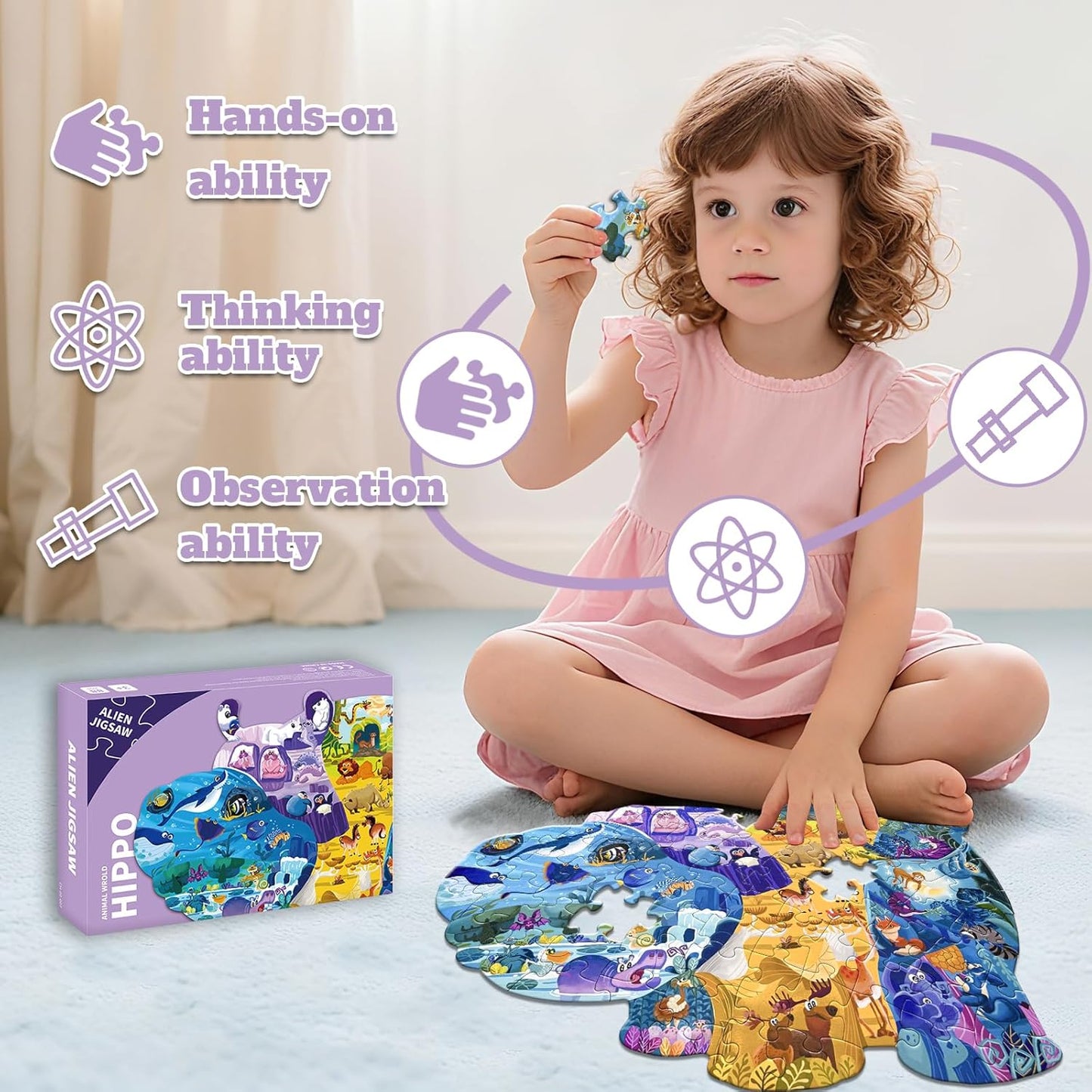 GIVEITALL Irregular Animal Puzzles for Kids Ages 4-6 6-8 8-10 10-12 Year Old,Panda Puzzle 180 Pieces Enlightening Floor Puzzle Game Creative Gifts for Boys Girls (Panda)