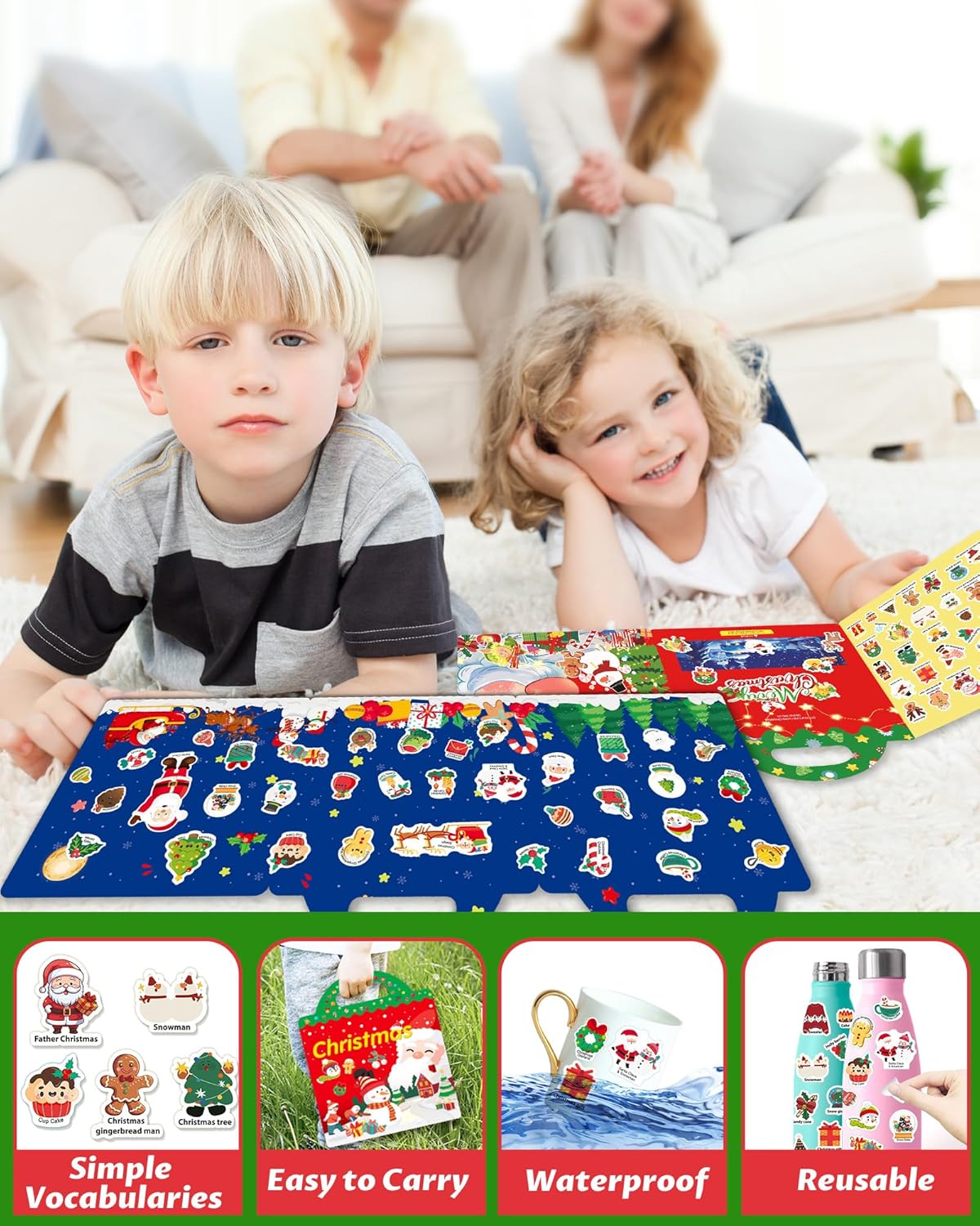 Walenced Reusable Sticker Book for Toddlers, Stickers for Kids, Toddler Sticker Book, Toddler Craft Activities, Toddler Travel Toys Ages 3 and Up Boy Girl Birthday Gifts