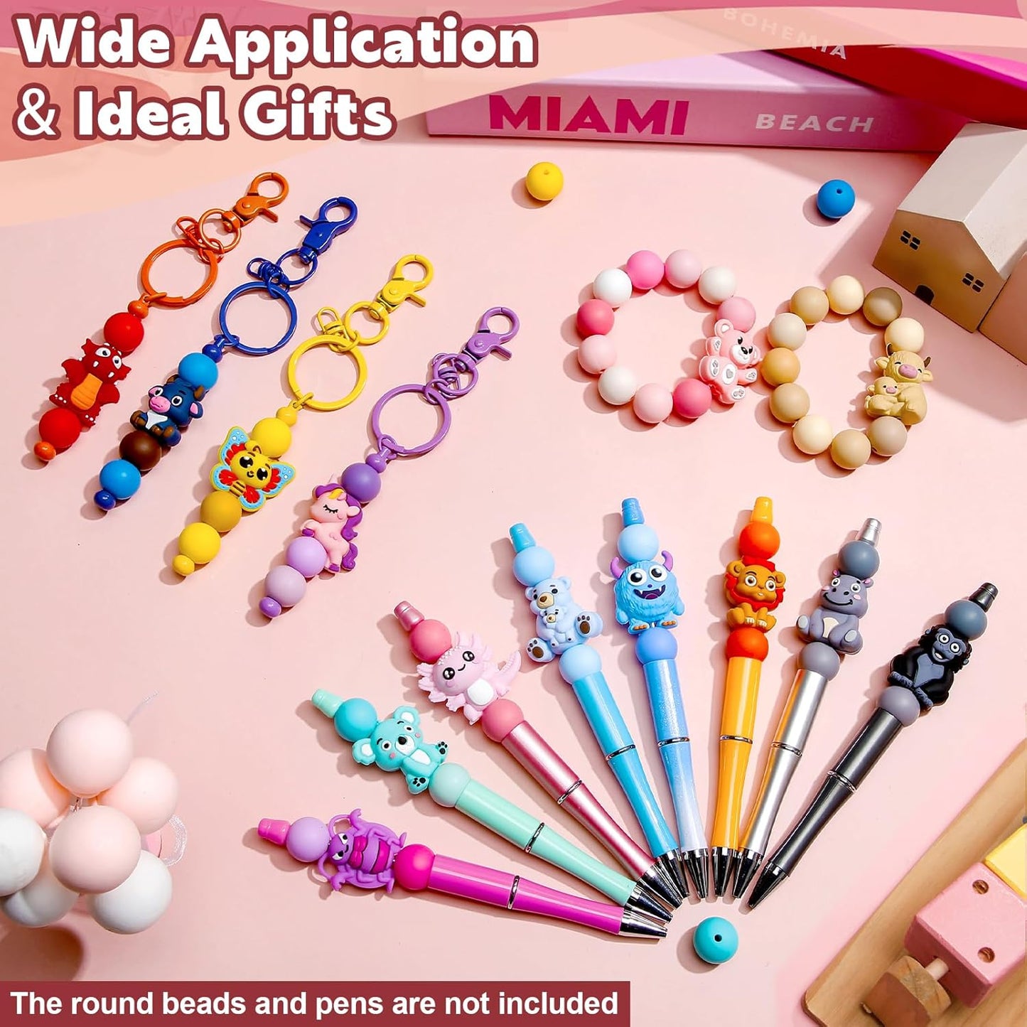 Ferreve 16 Pcs 3D Sports Football Beads Silicone Focal Beads for Keychain Making Pens for Beadable Keychain DIY Crafts Necklace Bracelet Phone Chain Charms Jewelry Making