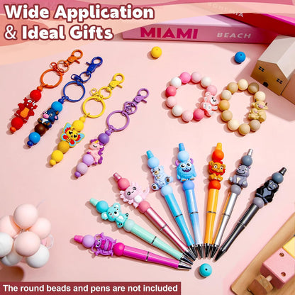 Ferreve 16 Pcs 3D Sports Football Beads Silicone Focal Beads for Keychain Making Pens for Beadable Keychain DIY Crafts Necklace Bracelet Phone Chain Charms Jewelry Making