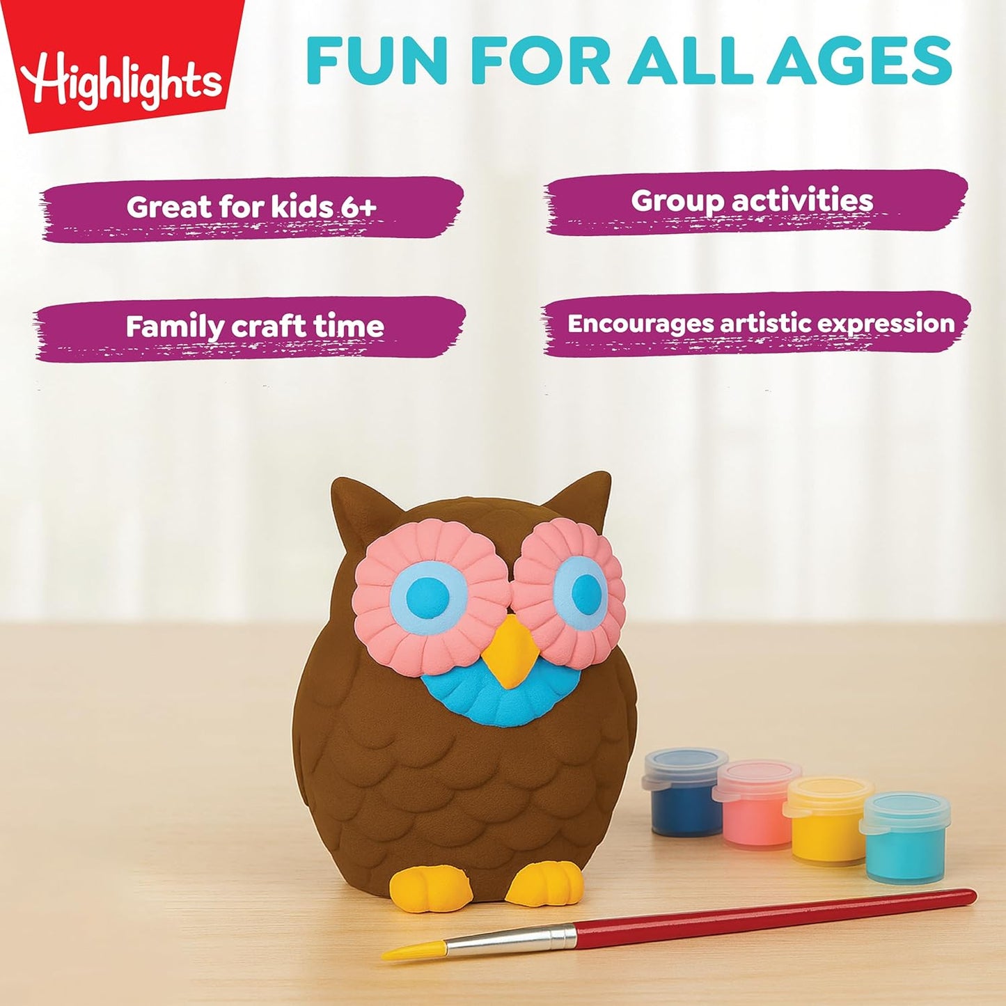 Highlights Paint Your Own Plaster Figurine & Activity Kits – DIY Art Sets with Figurines, Paints, Brush & Bonus Activities – Multiple Themes – Ages 6+