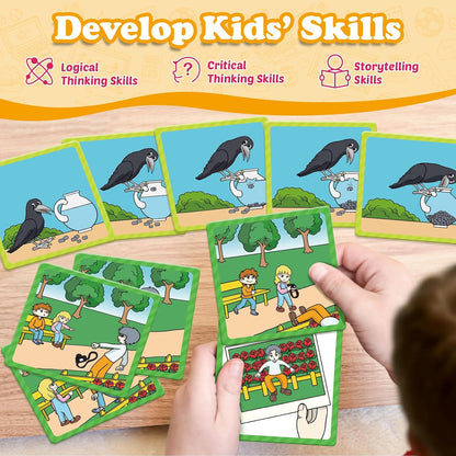 Kasfalci Sequencing Cards, Sequence Game for Kids, Speech Therapy Materials for Autism, Improve Storytelling,Social Skills, Sentence Building, Preschool Learning Activities for Classroom & Homeschool