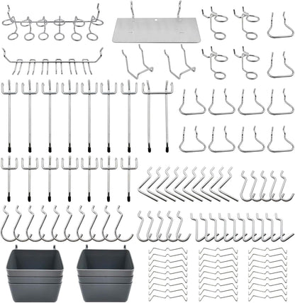 Pegboard Hooks, with Bins, Peg Locks, for Organizing Various Tools, 188 PCS, 80 of Which are Locks