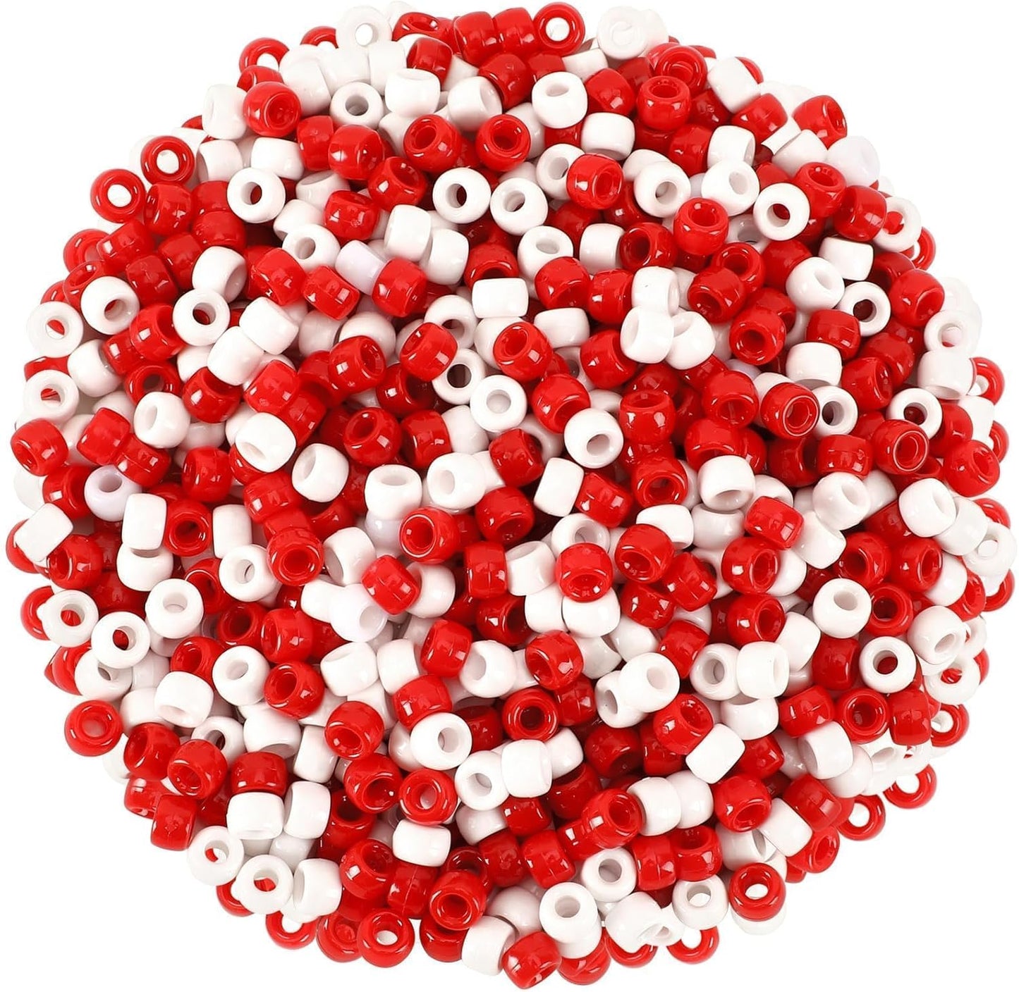 UPINS 1200Pcs Christmas Pony Beads Friendship Plastic Small Hair Beads Red Green White Pony Beads for Necklace Supplies (Christmas)