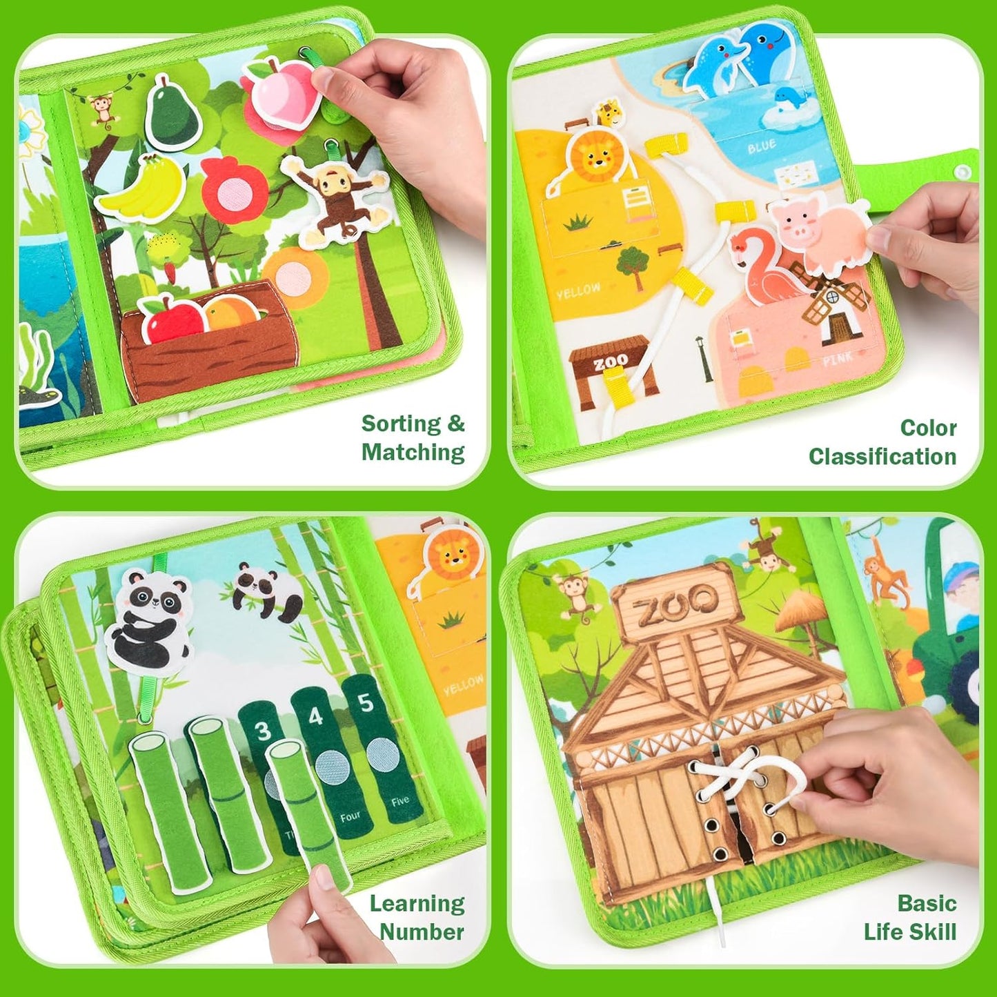 Busy Book for Toddlers 1-3: Busy Board for 1 Year Old Montessori Toys, Quiet Books Toddler Activity Board, Educational Sensory Toys Birthday Gift for Girls Boys, Travel Toy for Toddlers 2-4 Plane Car