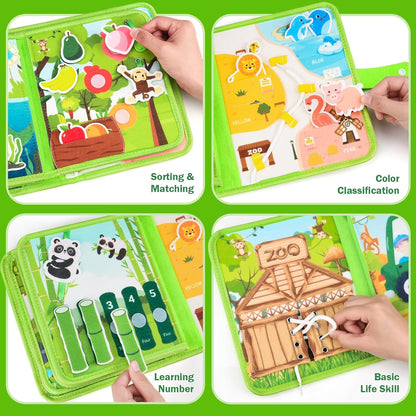 Busy Book for Toddlers 1-3: Busy Board for 1 Year Old Montessori Toys, Quiet Books Toddler Activity Board, Educational Sensory Toys Birthday Gift for Girls Boys, Travel Toy for Toddlers 2-4 Plane Car