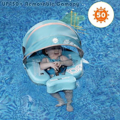 Baby Pool Float with UPF50+ 3D Adjustable Canopy, Add Tail Mambobaby Float Non Inflatable Infant Floats for Pool, Cartoon Narwhal Baby Floats (NPink with Canopy-U05NPCTLUROHML01U05)