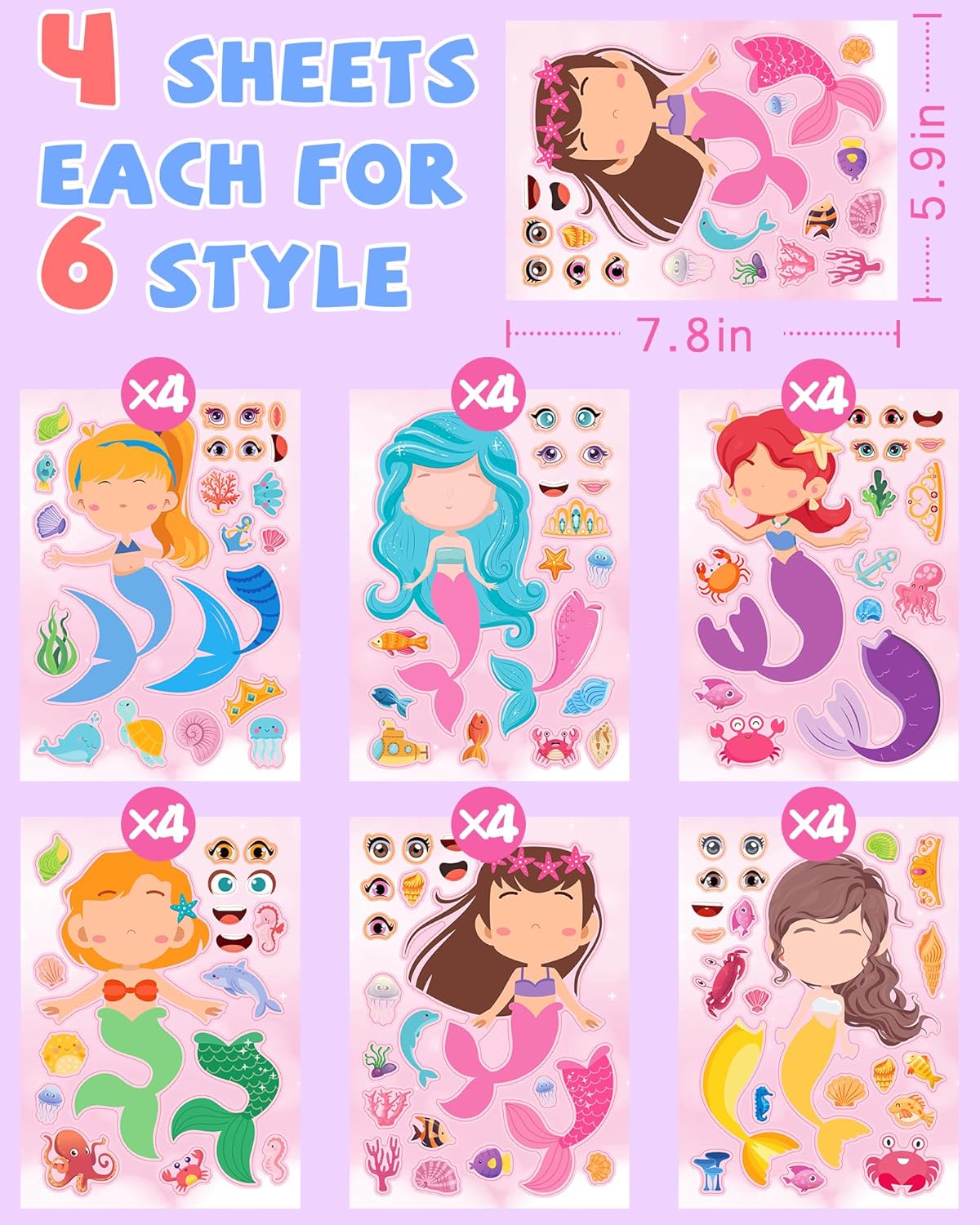 24 Pcs Make Your Own Dinosaur Sticker Sheets, Dinosaur Party Favors Face Stickers for Kids Boys Toddlers Crafts Activities Gift Bags Birthday Party Valentines Day Gifts for Kids Classroom