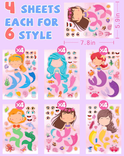 24 Pcs Make Your Own Dinosaur Sticker Sheets, Dinosaur Party Favors Face Stickers for Kids Boys Toddlers Crafts Activities Gift Bags Birthday Party Valentines Day Gifts for Kids Classroom