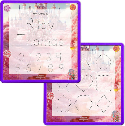 Kid's Name Tracing Board | Dry Erase Letter Tracing | Reusable Name Board | Alphabet Letters | Personalized | Candy Theme