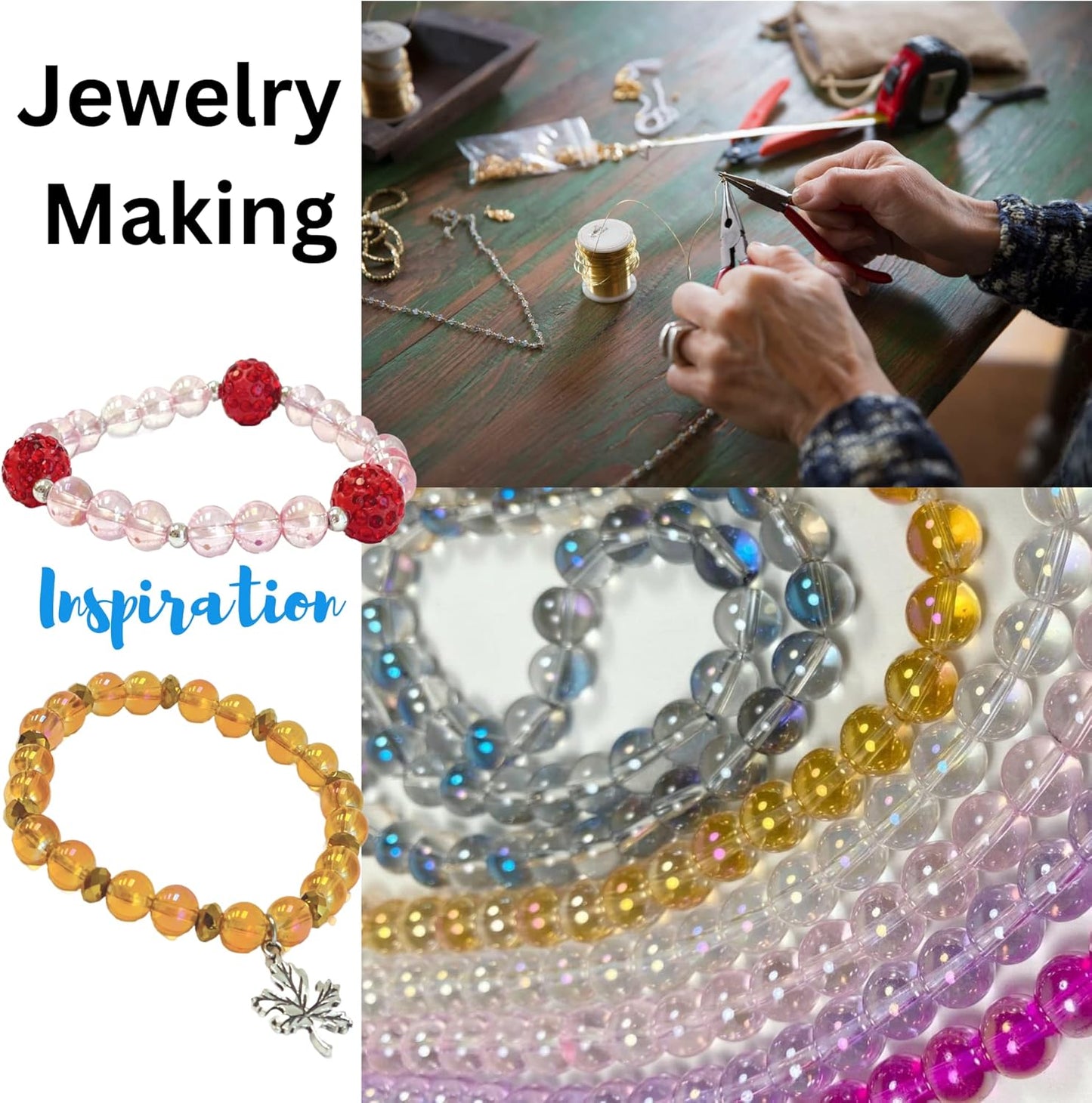 8mm Glass Beads Round Bulk for Bracelet, Glow in Dark Beads, DIY Jewelry Windchime Suncatcher Party Supplies, 300 pcs