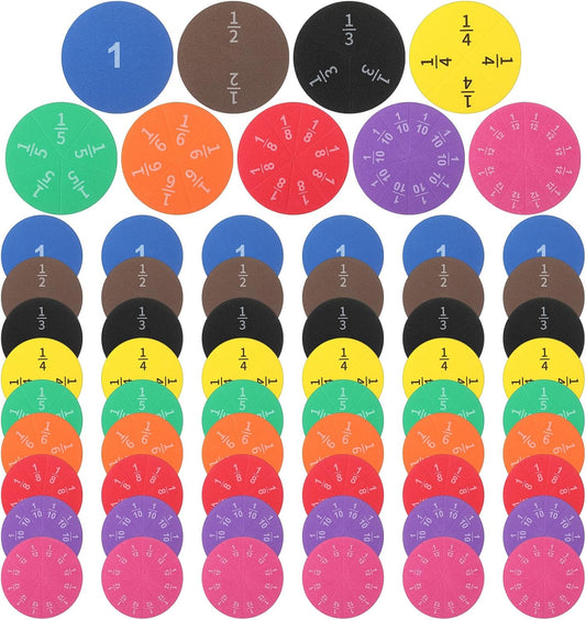 Sayglossy 6 Sets Fraction Circles Set for Math Classroom Fractions Manipulatives Math Manipulatives for Home School Supplies