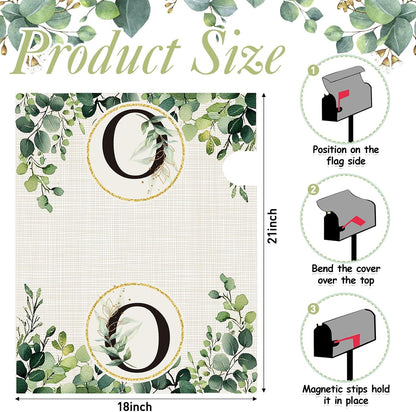 Tiamon Monogrammed L Mailbox Covers Magnetic Eucalyptus Welcome Letter Box Wrap Standard Size 21x18 Inch Spring Summer Leaves Mailbox Decor Eucalyptus Letter Numbers Decoration for Outdoor Garden Yard