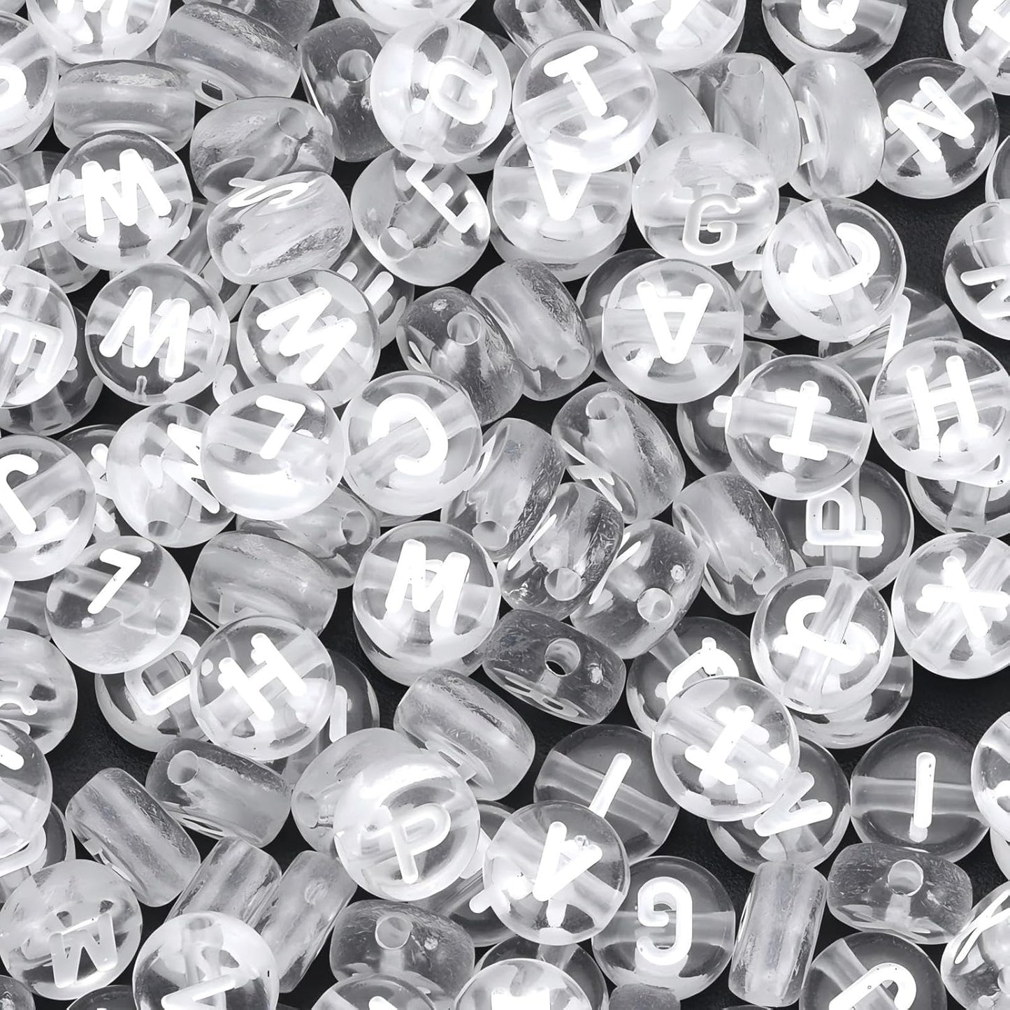 1600Pcs White and Silver Round Letter Beads A-Z, 4X7mm Acrylic Alphabet Beads for Jewelry Making