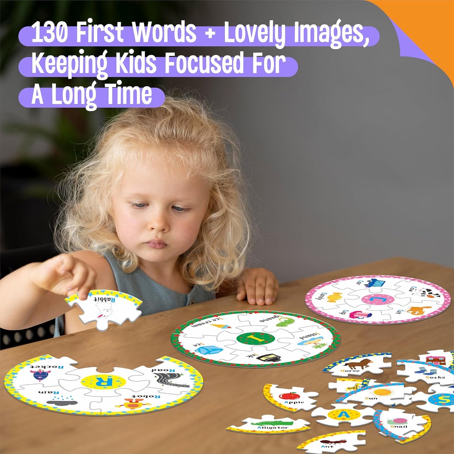 Phonics Puzzles, Short Vowel Sound Blends-30 Phonics & 150 Sight Words, Phonetic Rhyming Game Learn to Read Spell First Word Early Educational Tool for Toddlers, Preschool, Kindergarten, Homeschooling