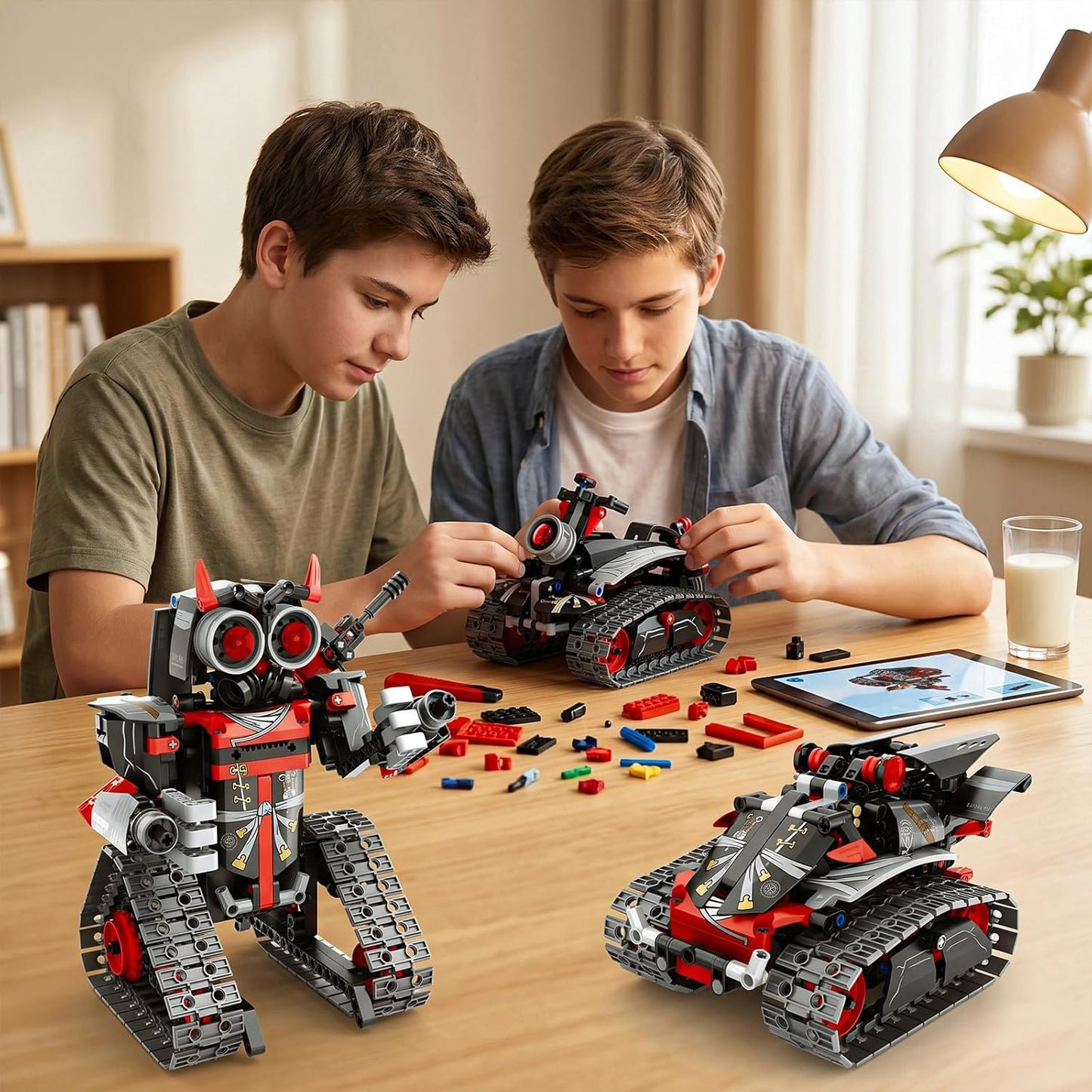 STEM Robot Building Kit, 3 in1 Remote & App-Controlled Robotic Toys, Robot Building Blocks Set with LED Eyes & Sound, Christmas Birthday Gifts for Boys Girls Age 6 7 8 9 10 11 12+ Year Old (433 Pcs)