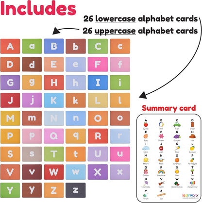 Alphabet Flash Cards for Toddlers | Award-Winning | 52 ABC Flashcards for Baby & Kids|ABC Cards Kindergarten | Large Upper and Lower Case | Large A-Z Learning Letter Animal Flashcard for Ages 1,2,3&4