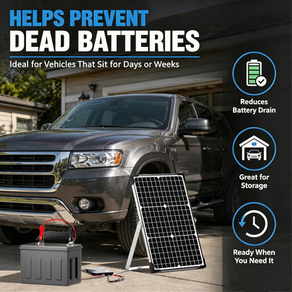 Voltset 12V Solar Battery Charger - 20W Waterproof Solar Panel Kit with Smart MPPT Controller - Trickle Charger Maintainer for Car RV Boat Marine Trailer Automotive Trailer Truck Motorcycle