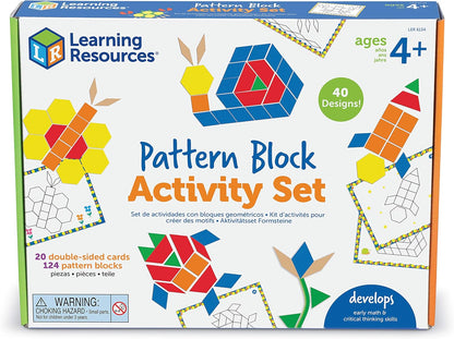 Learning Resources Pattern Block Activity Set, 20 Double-Sided Cards, Ages 4+