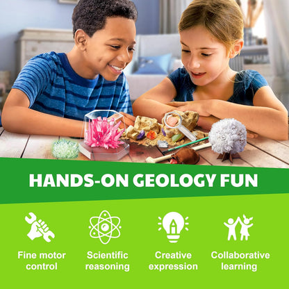 4M - STEAM Earth Science - Educational Science Kits for Kids Ages 5+ with 5 Experiments: Volcano Eruption, Excavate Crystals, Crystal Growing, & More - Hands-On Geology STEM Learning Science for Kids