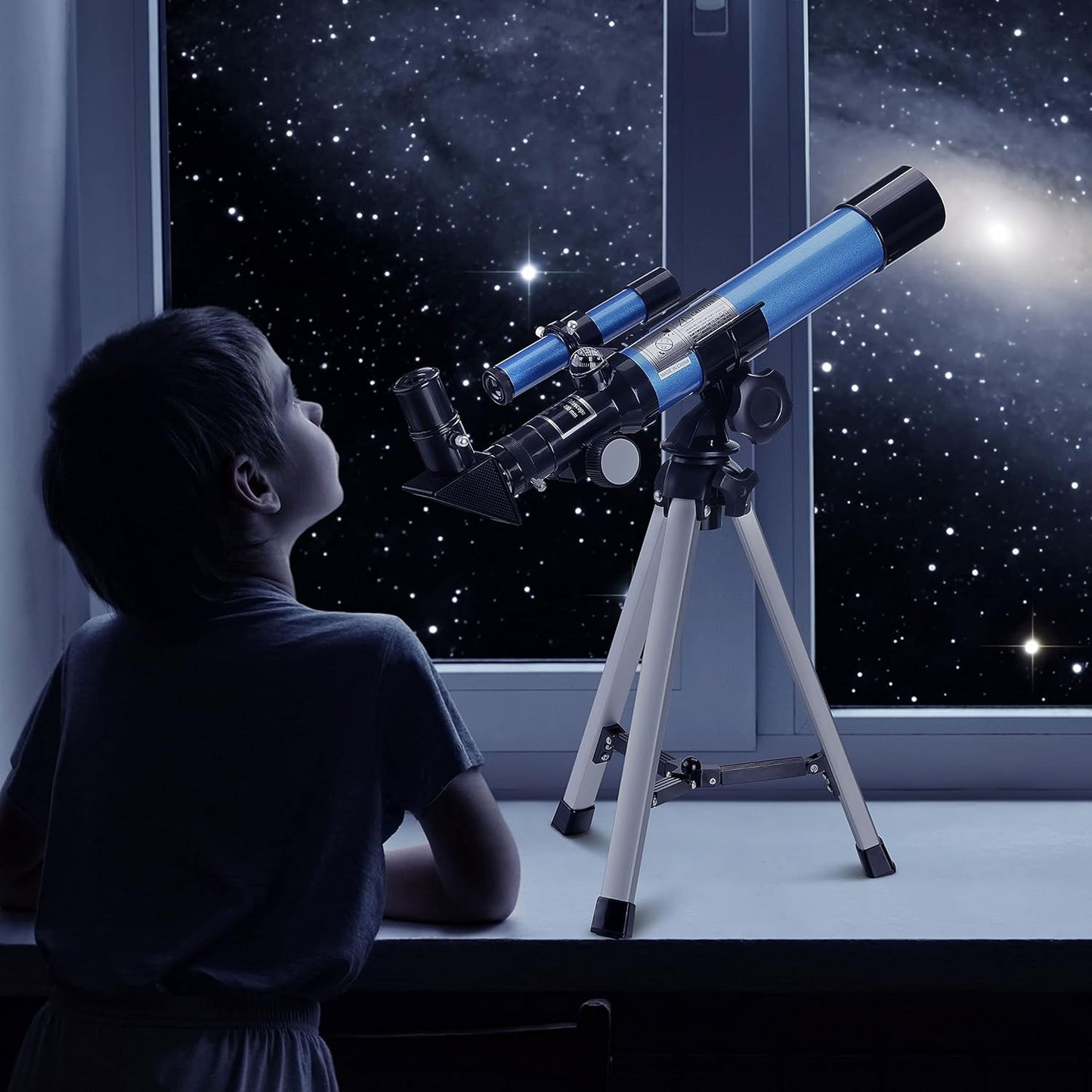 AOMEKIE 40/400 Portable Telescopes with Tabletop Tripod 2 Eyepieces for Kids and Astronomy Beginners with Finderscope and Compass,Space,Gifts(32, x)