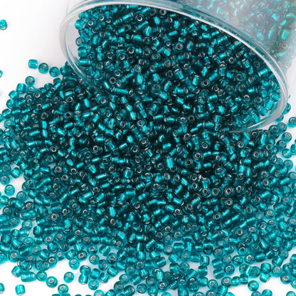 10100 Pcs Size 11/0 Glass Seed Beads, 2 mm Dark Green Small Mini Spacer Loose Pony Beads for Jewelry Making and DIY Crafts - Colors A