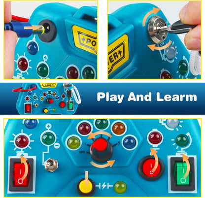 Toddler Toys LED Busy Board,Montessori Toy for 1-3 Year Old, Kids Sensory Board, Light Switches Preschool Learning Activities Travel Toy for 1 2 3 4 Boys Girls Birthday
