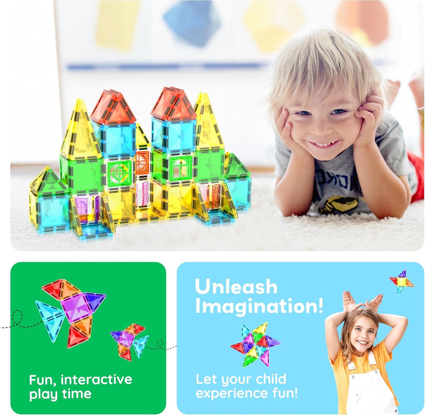 PicassoTiles 60 pcs Mini Magnetic Tiles Magnet Toys Travel-Friendly On-The-Go Building Blocks for Kids Compact Lightweight Creative playset Preschool Montessori Early Learning STEM Kids Toy Ages 3+.
