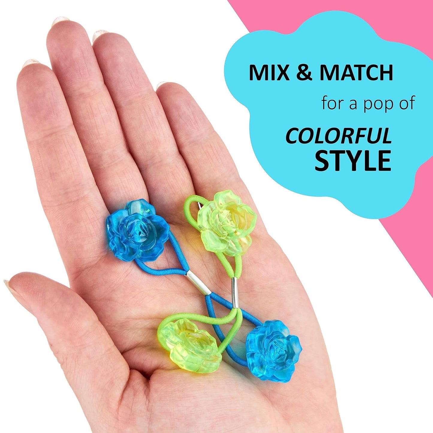 20pc Ponytailers Balls Elastics 18mm Round Opaque Multicolored Twin Beads Bauble Holders Toddler Kids Braiding Styling