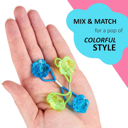 20pc Ponytailers Balls Elastics 18mm Round Opaque Multicolored Twin Beads Bauble Holders Toddler Kids Braiding Styling