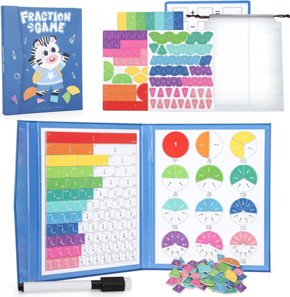 Magnetic Fraction Educational Puzzle, Magnetic Fraction Tiles and Circles, Elementary Fraction Manipulatives, Montessori Math Teaching Aid for Kids