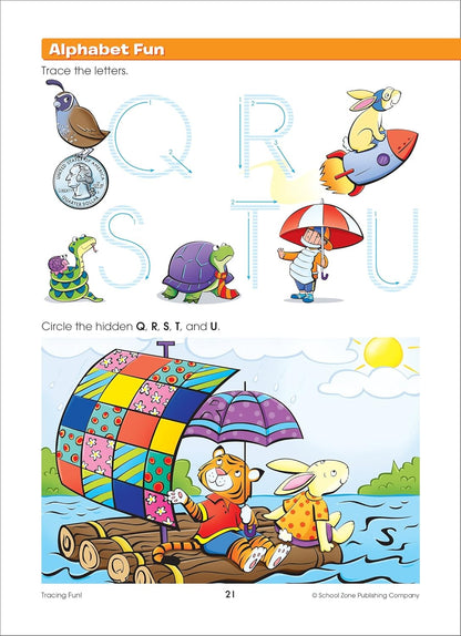 School Zone Tracing Fun! Write & Reuse Workbook: 26 Wipe-Clean Pages, Preschool, Kindergarten, Write-On Learning, Write and Wipe, Shapes, Letters, Alphabetical Order, Writing Practice, Ages 3-5