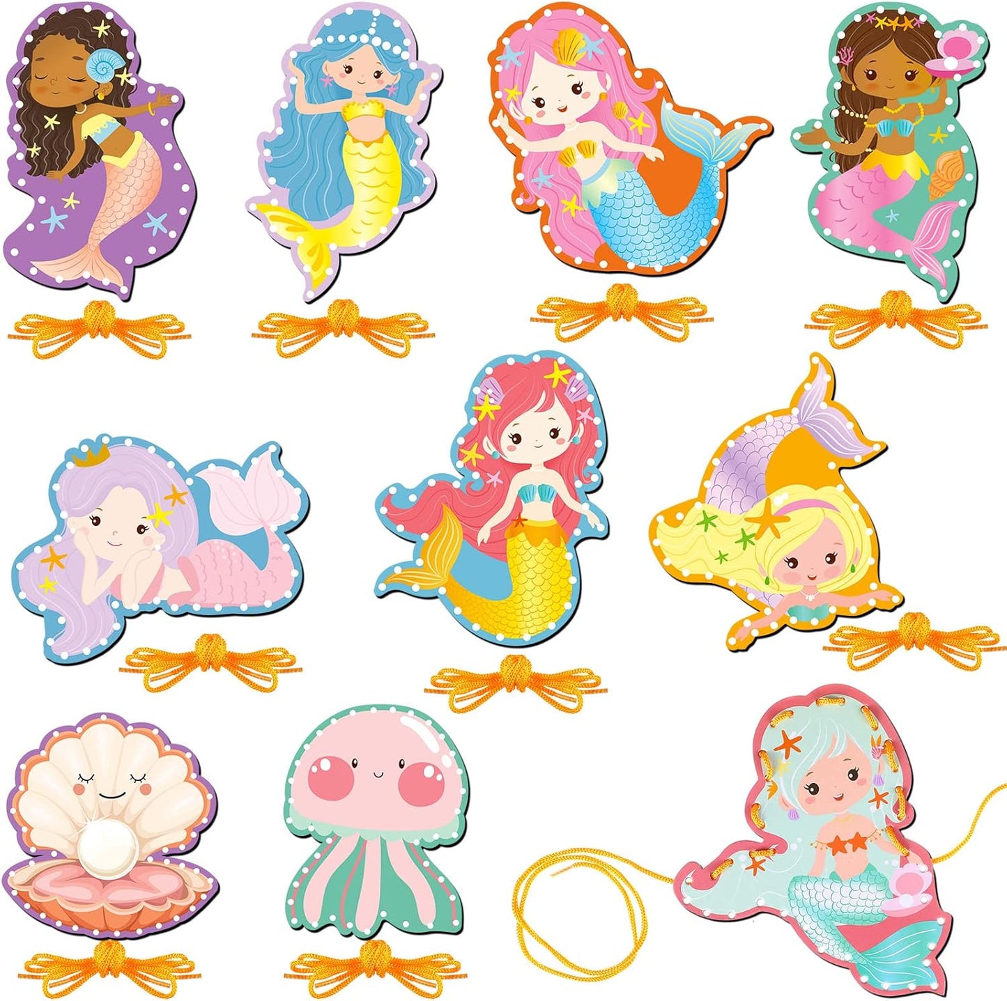Pajean 10 Pcs Kids Lacing Cards Double Sided Animal Sewing Cards Kits 10 Styles Lacing Toy Crafts for Toddler Ages 3+ Developing Imagination Preschool Learning Activity Supplies(Farm Style)