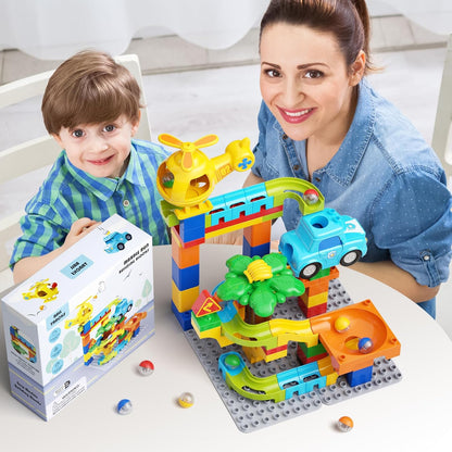 burgkidz Marble Runs for Kids 4-8, Educational Learning Marble Maze Toys Compatible with All Major Brands of Building Blocks STEM Toys for Kid Age 3 4 5 6 7 8+