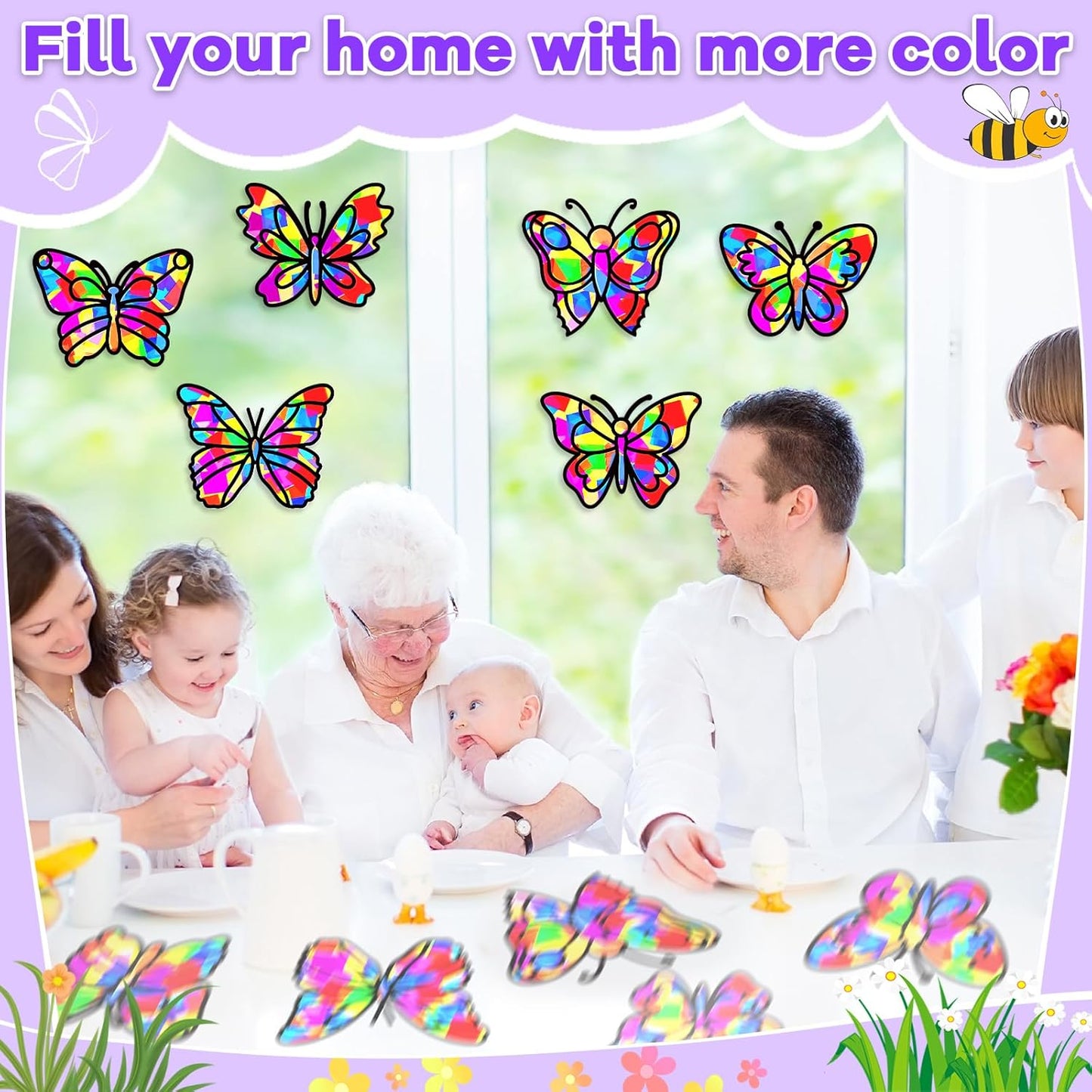 Lonfliness 32 Sets Solar System Suncatchers Crafts Kit DIY Outer Space Window Stained Glass Effect Paper Planet Home School Classroom Decoration Art Craft Creative Activity Project Gift Favor
