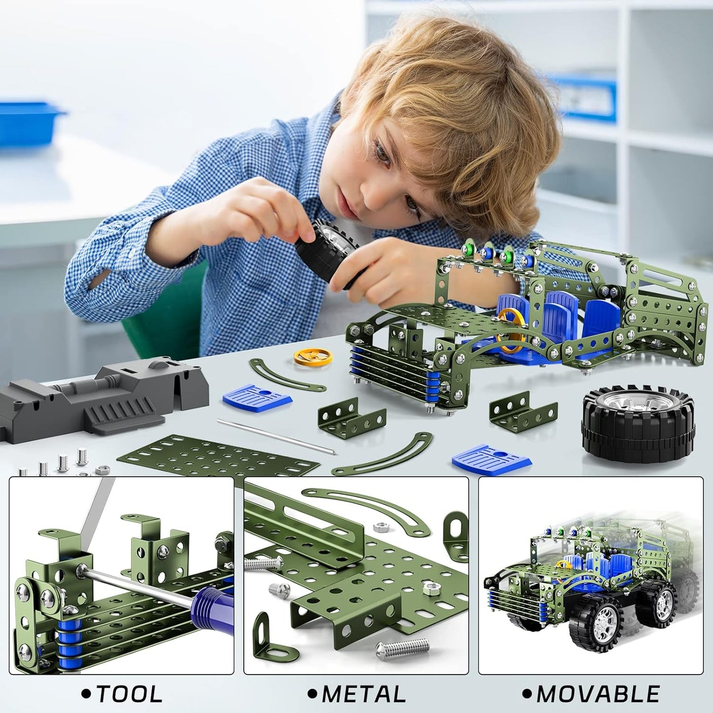 Lucky Doug STEM Building Projects Model Train Set Toys for Boys Kids 8 9 10 11 12 Years Old and Older - 340 PCS DIY Metal Building STEM Toys
