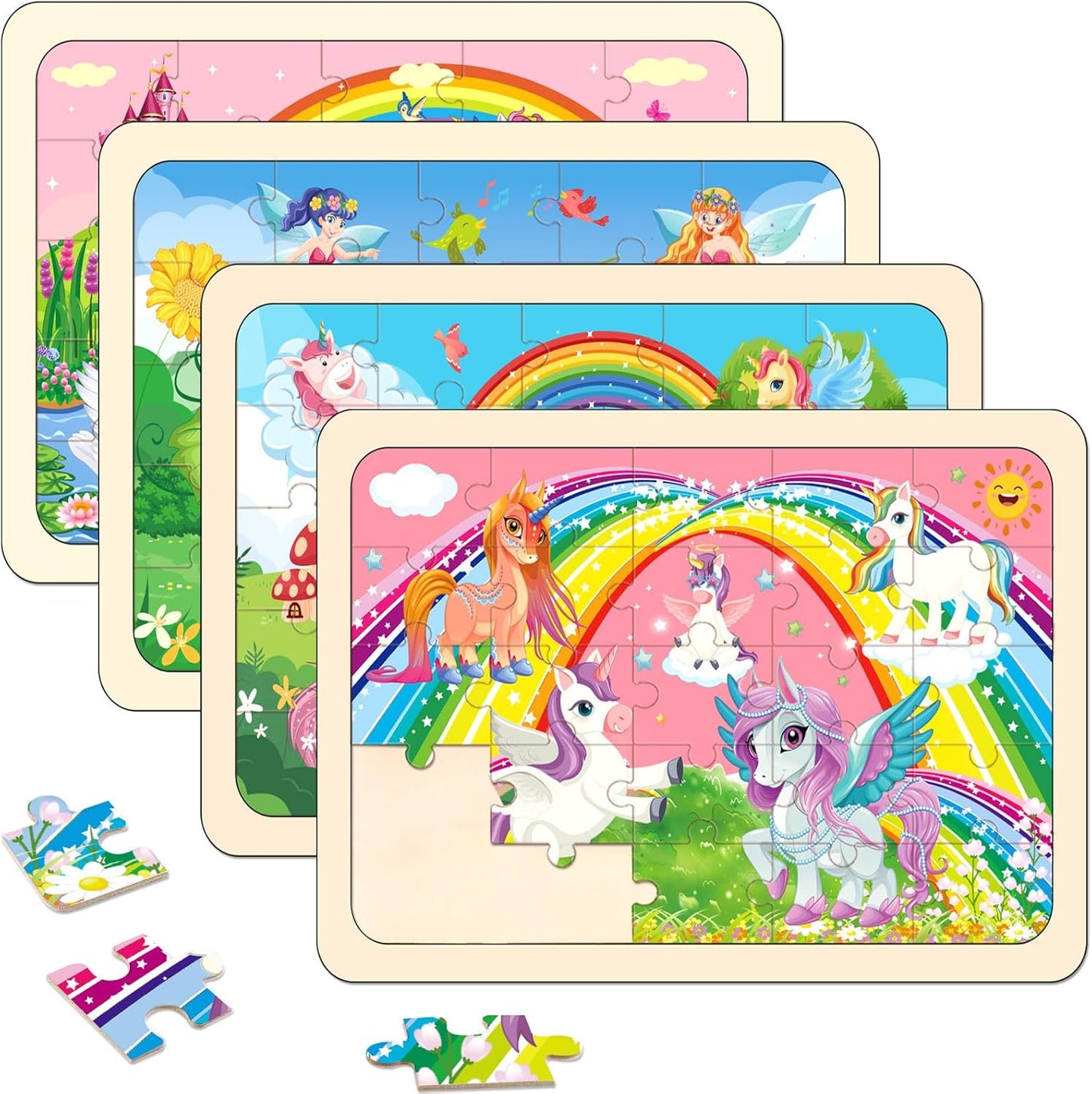 Puzzles for Kids Ages 4-6, Set of 4 Packs with 24-Piece,Preschool Educational Brain Teaser Toys for Boys and Girls 3-8 Years Old