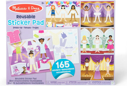 Melissa & Doug Reusable Sticker Pad: Dress-Up - 165+ Reusable Stickers - Removable Stickers, Kids Fashion Activities, Restickable Sticker Book for Kids Ages 3+