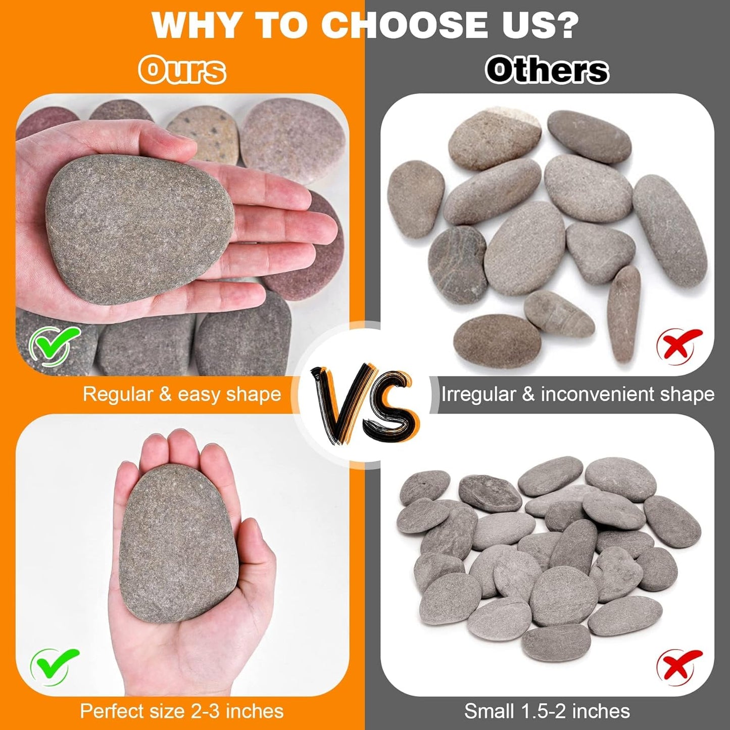 River Rocks for Painting 45 Pcs Large 2-3 Inch Flat Smooth Painting Stones Craft Rock to Paint for Kids Crafts Painting Bulk