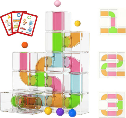 Marble Run for Kids - 133 PCS Construction Building Blocks Toys with Plastic Marbles, Maze Marble Track STEM Educational Toy, Birthday Gifts for Boys and Girls