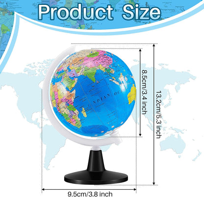 Henoyso 6 Pcs World Globe for Kid 4.6'' Educational Mini Desk Decorative Earth Globes with Black Stand Learning Rotating World Map for End of School Year Graduate Gift Geography Classroom Table Decor