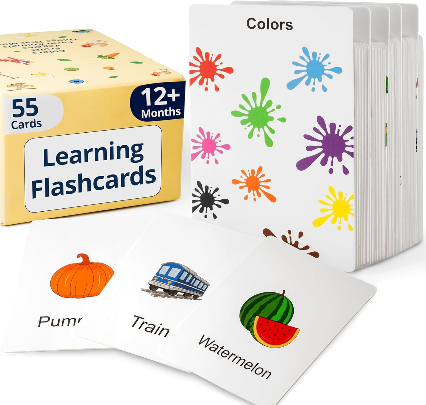 Toddler Flashcards for Ages 1–3 – 55 Thick & Durable Learning Cards, First Words, Real-Life Images, Montessori Toy for Babies 12+ Months