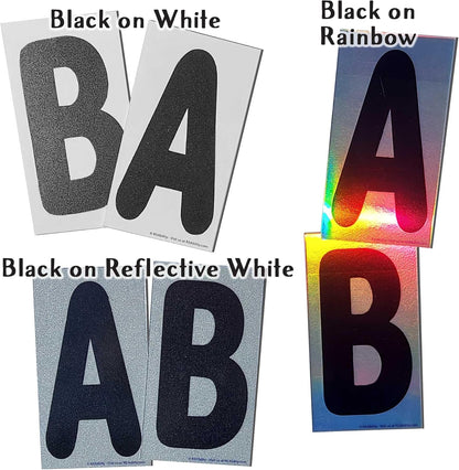 Replacement Numbers for White Message Board Sidewalk Signs with 4 Inch Tracks, 6 of Each Number 0 to 9, Black on White Background