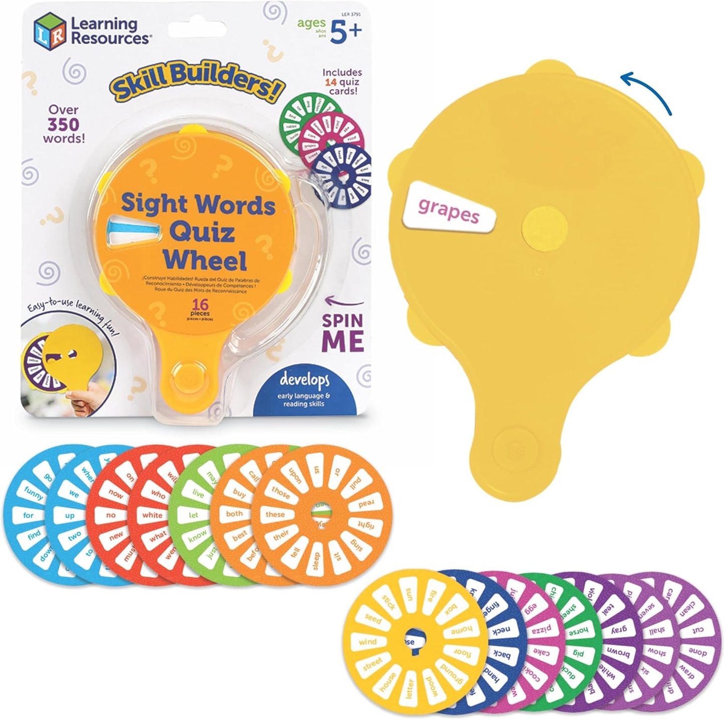 Learning Resources Skill Builders Letter Quiz Wheel, Alphabet Flash Cards, Reading Games, Sight Words Flash Cards Kindergarten, Ages 3 and Up