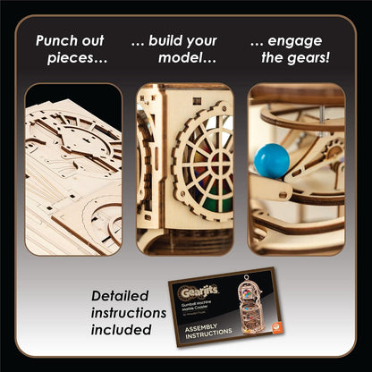 MindWare Gearjits: Gumball Machine Marble Coaster – Wooden 3D Building Puzzle for Teens & Adults – DIY STEM Building Toys for Kids – Fun for Adults Too – Ages 12 and Up
