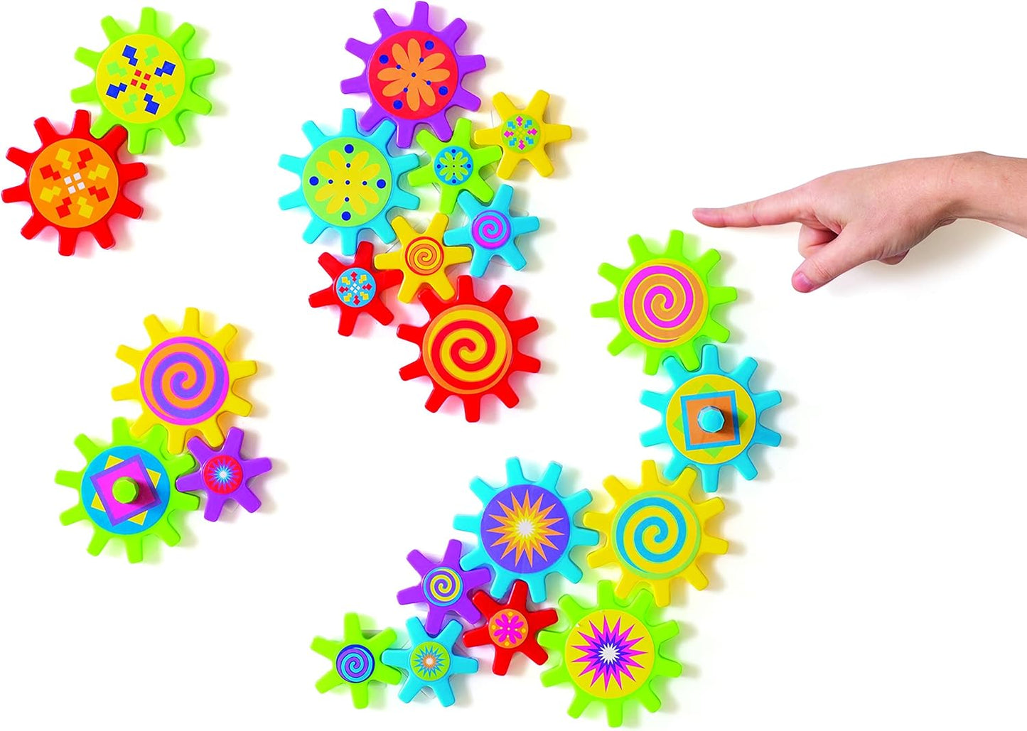 Fun Express Magnetic Gear Building Toys 22 Pieces - Educational STEM Learning Toys for Kids Ages 4-8 | Spinning Gears for Refrigerator Magnets & Whiteboard | Multicolor Engineering Science Kit Set