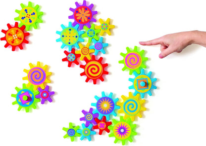 Fun Express Magnetic Gear Building Toys 22 Pieces - Educational STEM Learning Toys for Kids Ages 4-8 | Spinning Gears for Refrigerator Magnets & Whiteboard | Multicolor Engineering Science Kit Set