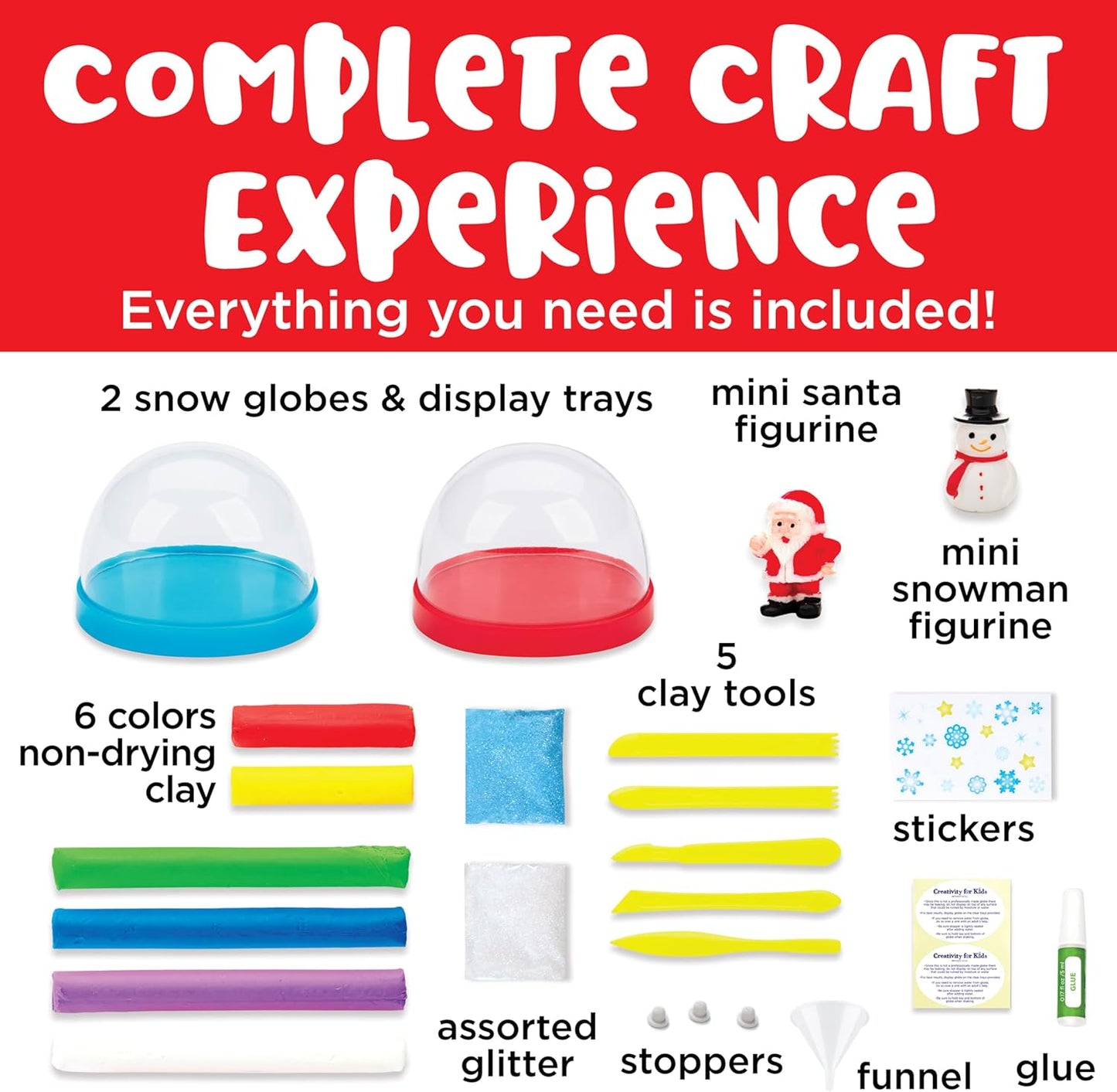 Creativity for Kids Make Your Own Holiday Snow Globes - Gifts and Crafts for Girls, Create 2 Snow Globes, Holiday Crafts for Children, Christmas Activities (Ages 6+)