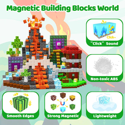 Magnetic Blocks Toys for Kids, 100 PCS Building Blocks Cubes, Stacking Magnetic Tiles Toys for Kids Toddlers Boys Girls Ages 3 4 5 6 7 8-12 Birthday Gifts Party Supplies (Underworld)